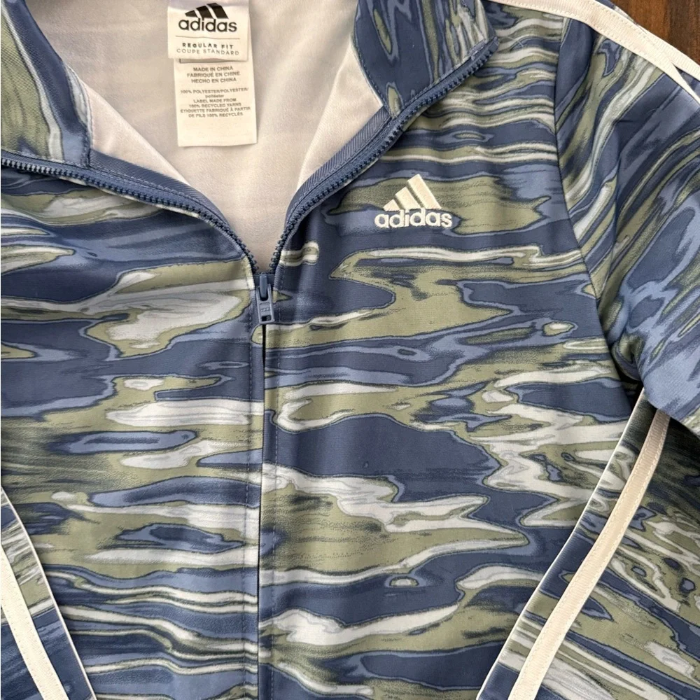 Adidas Blue & Green Track Jacket and Pants - Size 7